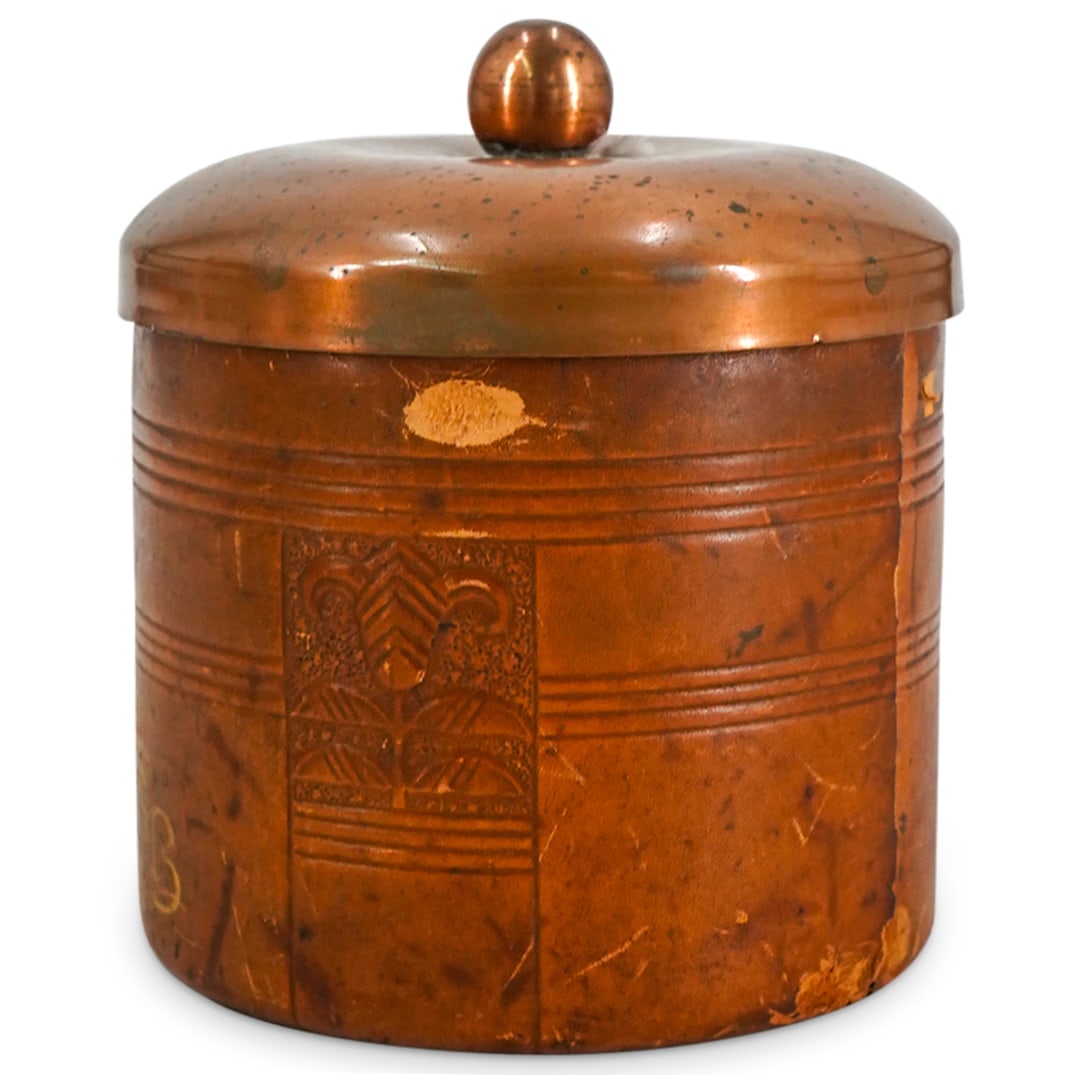 Antique Southeast Asian Leather Bound Monogrammed Dice Cup (1 of 4)