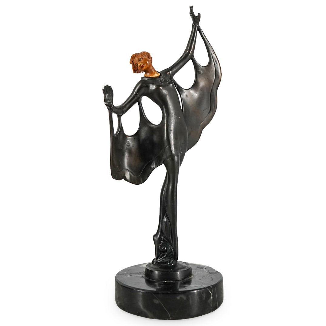 Art Deco Mixed Metal Dancer On Hard Stone Base (1 of 7)