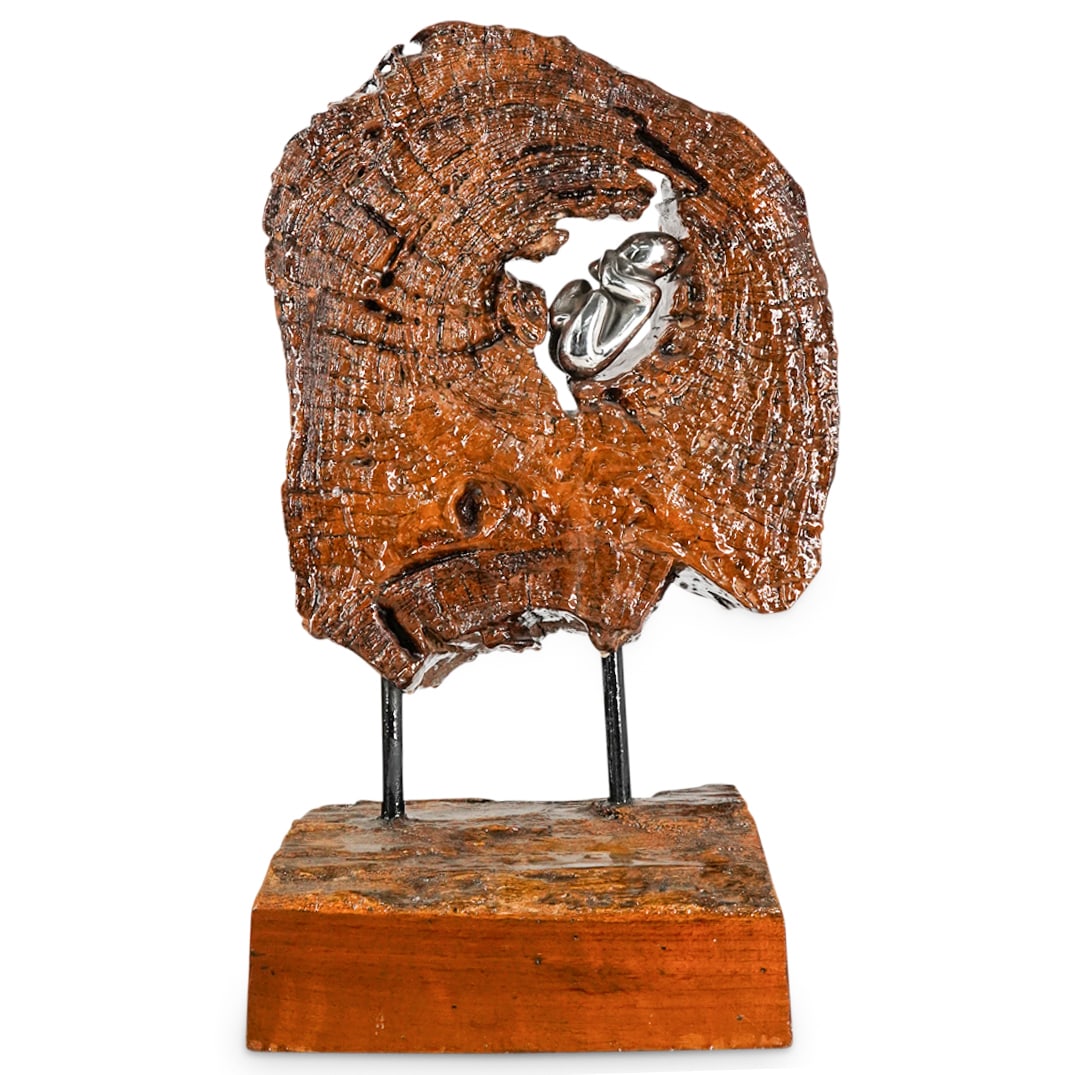 DM. 86 Signed Lacquered Wood & Silvered Figural Sculpture (1 of 7)