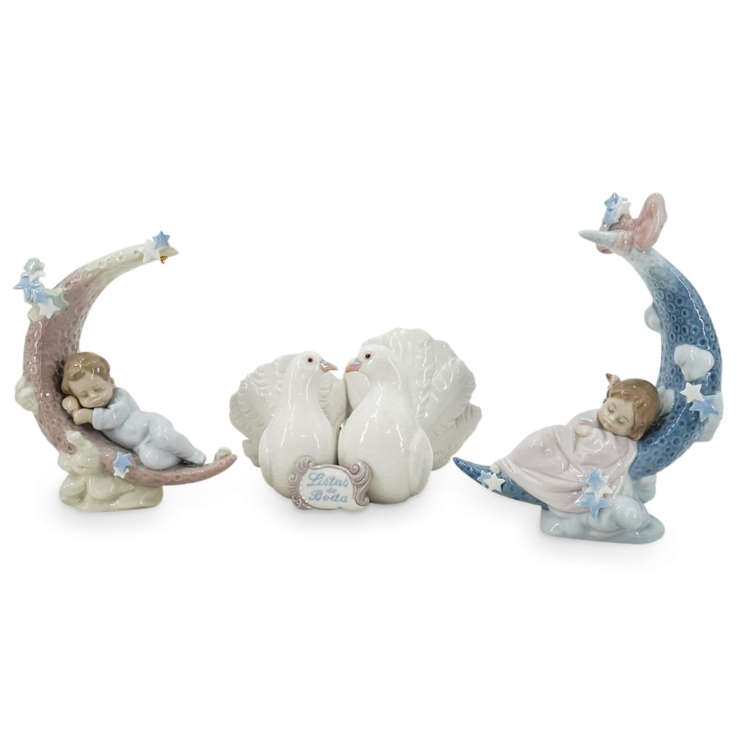 (3 Pc) Lladro Children & Doves Porcelain Sculptures (1 of 9)