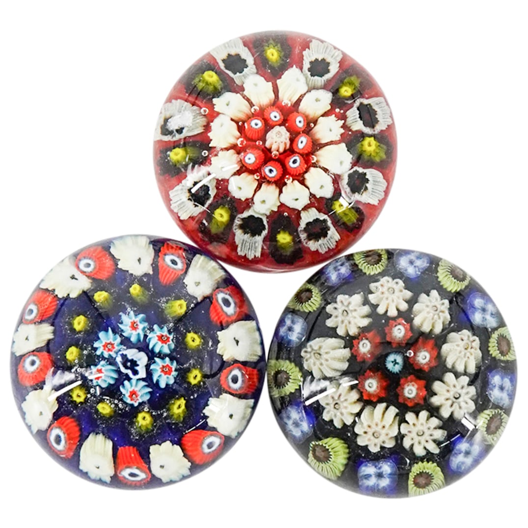 (3 Pc) Strathearn Millefiori Paperweights (1 of 7)