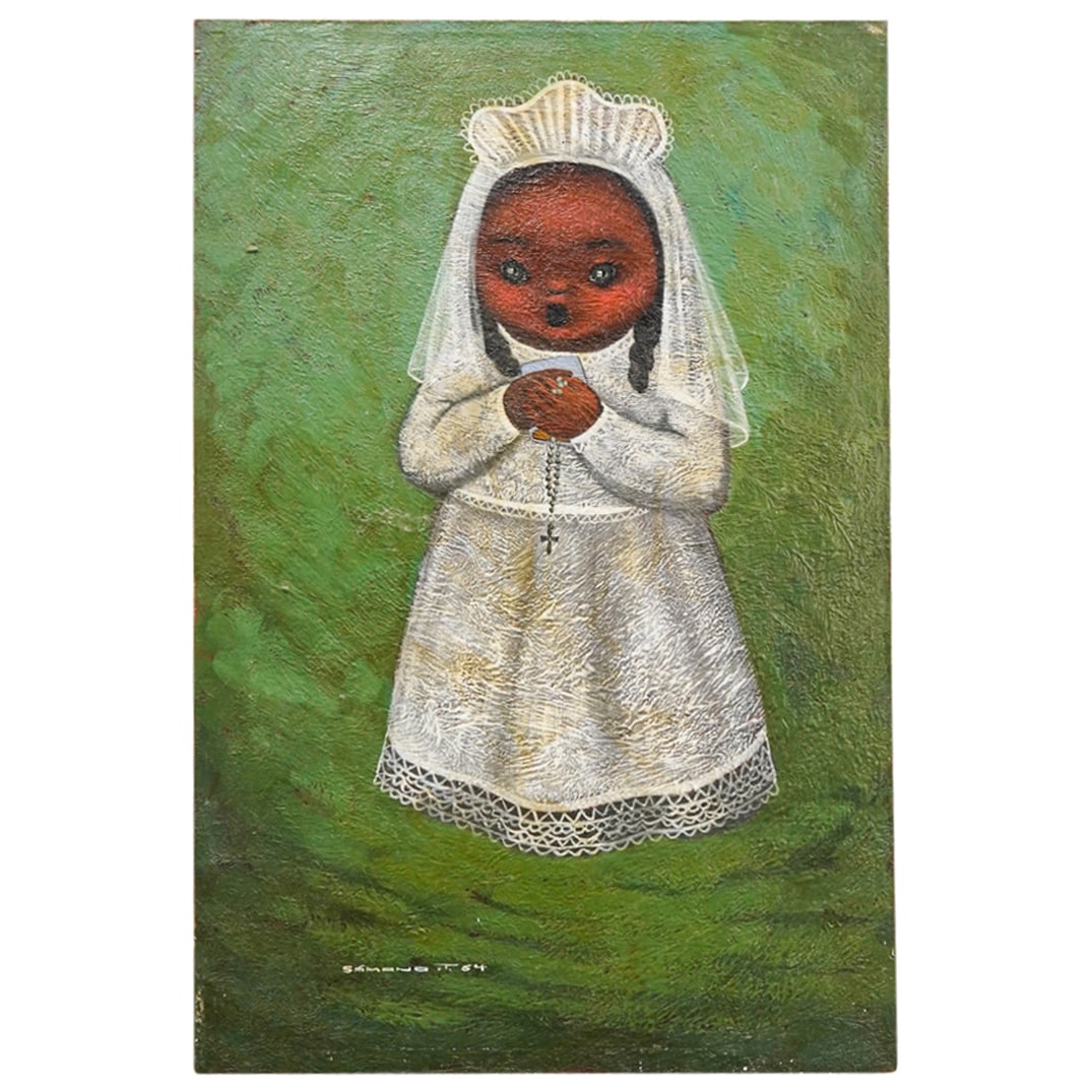 Jose Samano Torres (B.1942) "First Communion Girl" Oil On Canvas (1 of 6)
