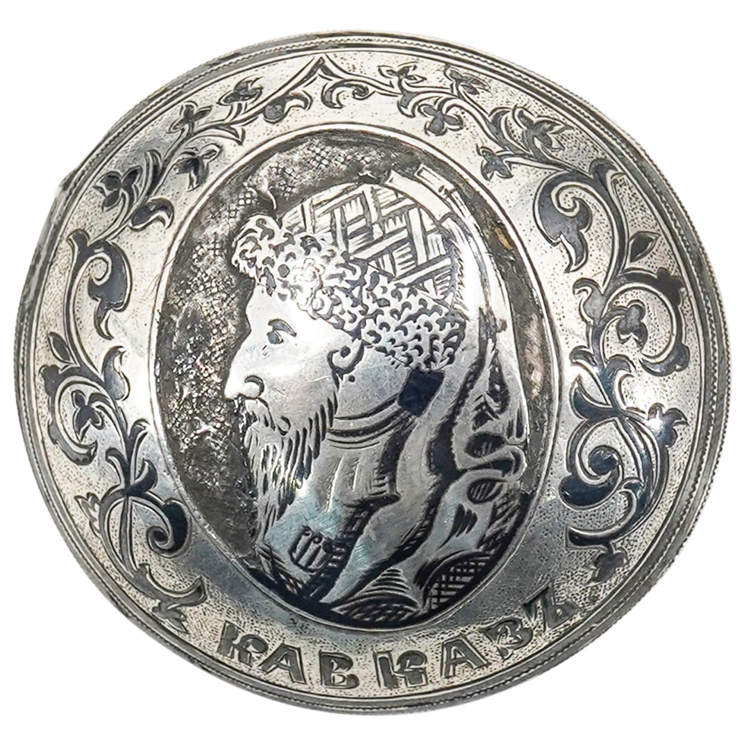19th Cent. Russian Silver Niello Kavkaz Brooch (1 of 4)