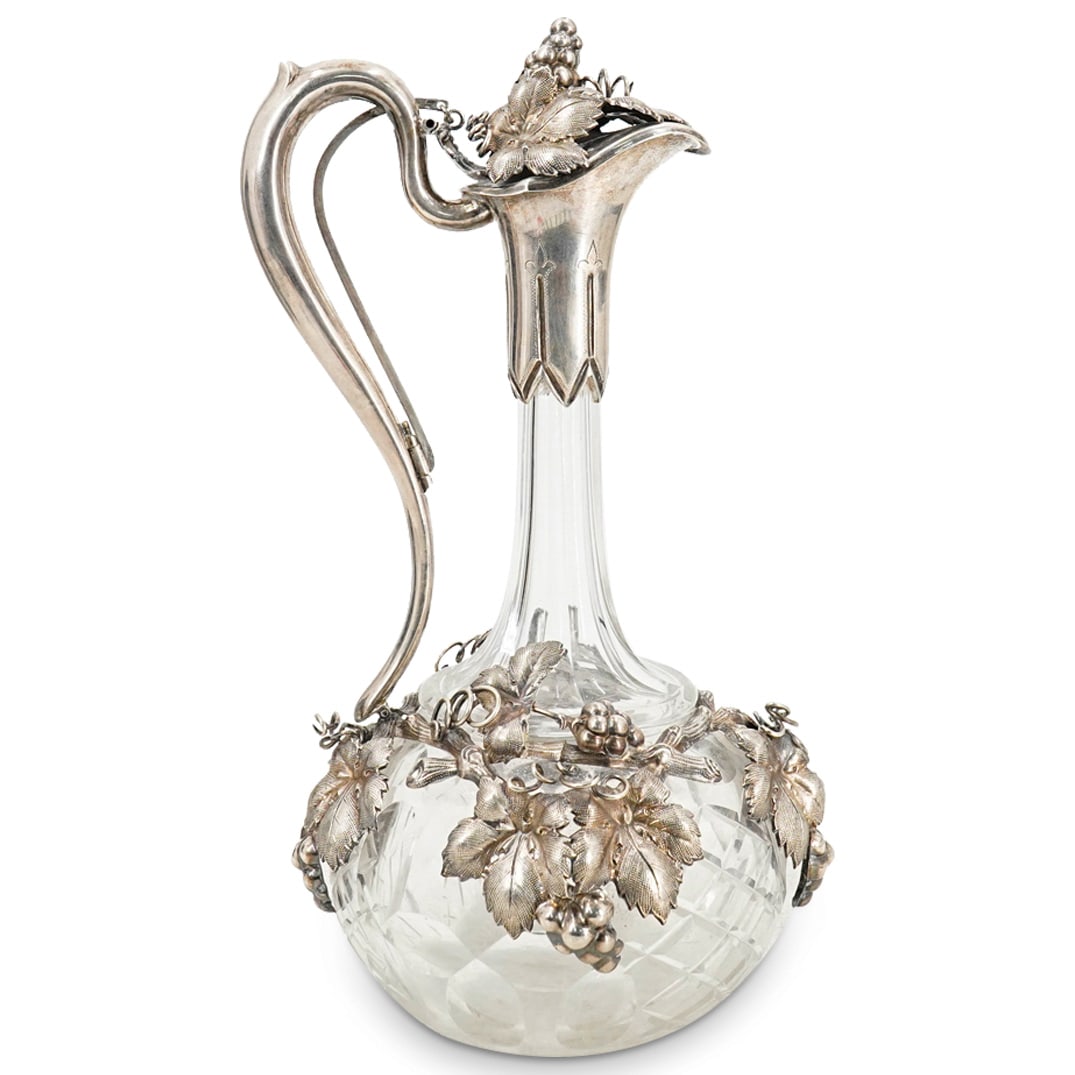 Antique Sterling Silver Mounted Crystal Claret (1 of 6)