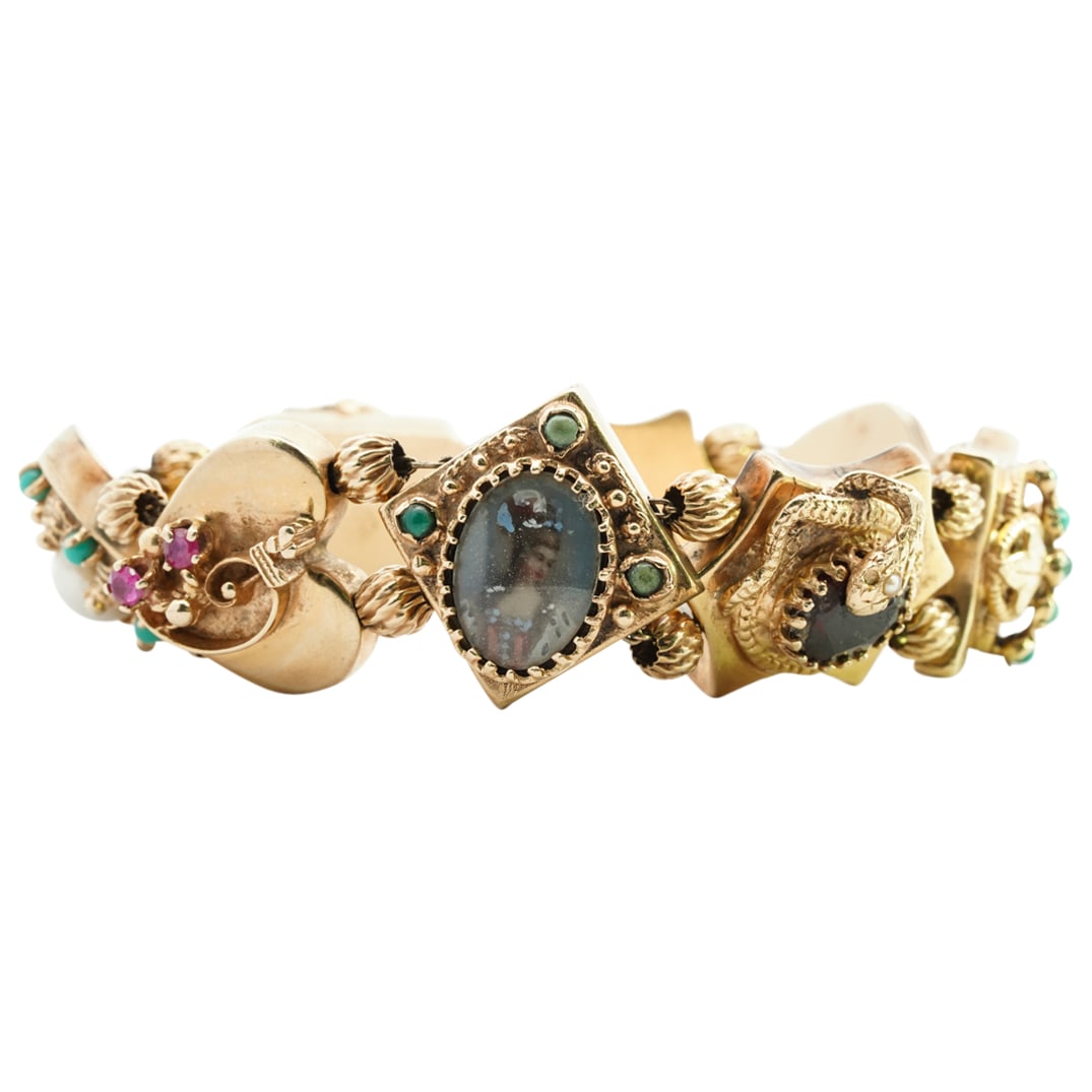 Vintage 14k Gold and Semi Precious Stone Bracelet (1 of 9)