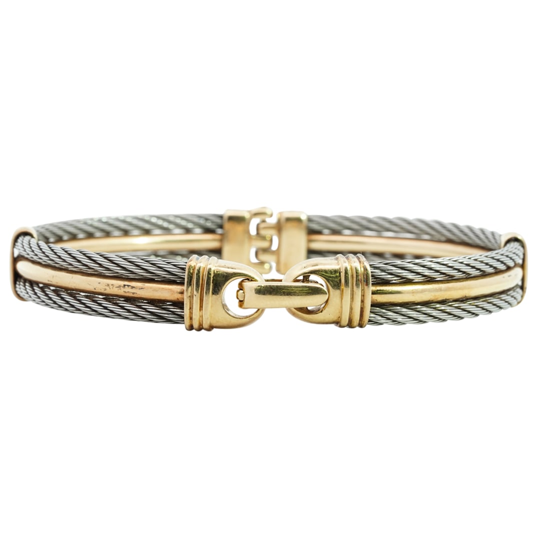18k Gold and Stainless Steel Cable Bracelet (1 of 7)