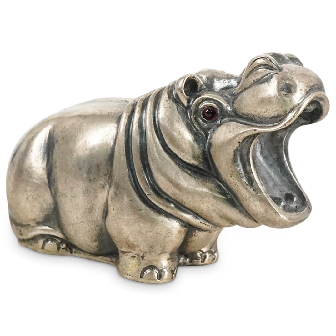 Antique Russian Faberge 875 Silver Hippopotamus (1 of 4)