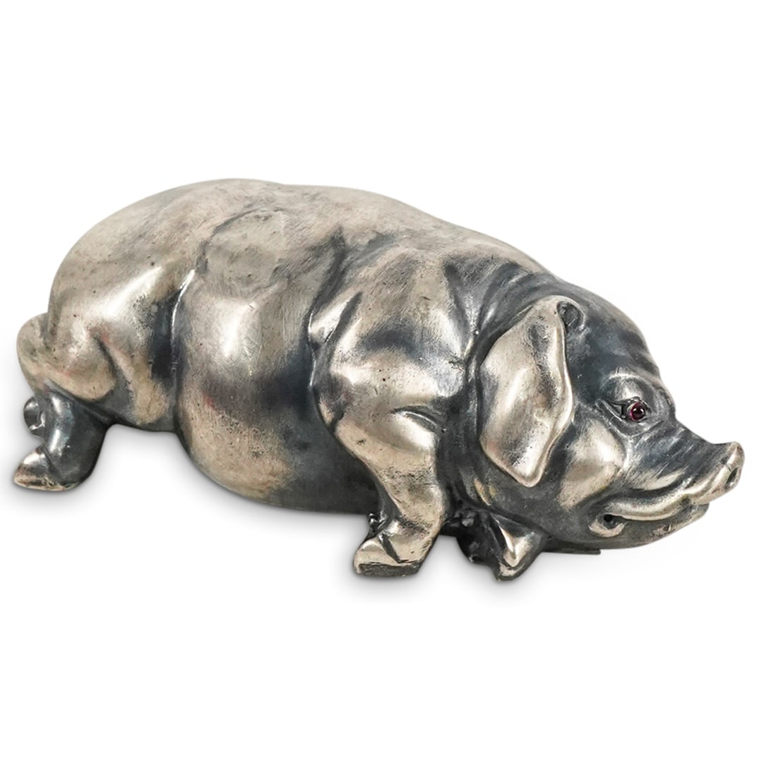 Antique Russian Faberge 875 Silver Pig (1 of 4)