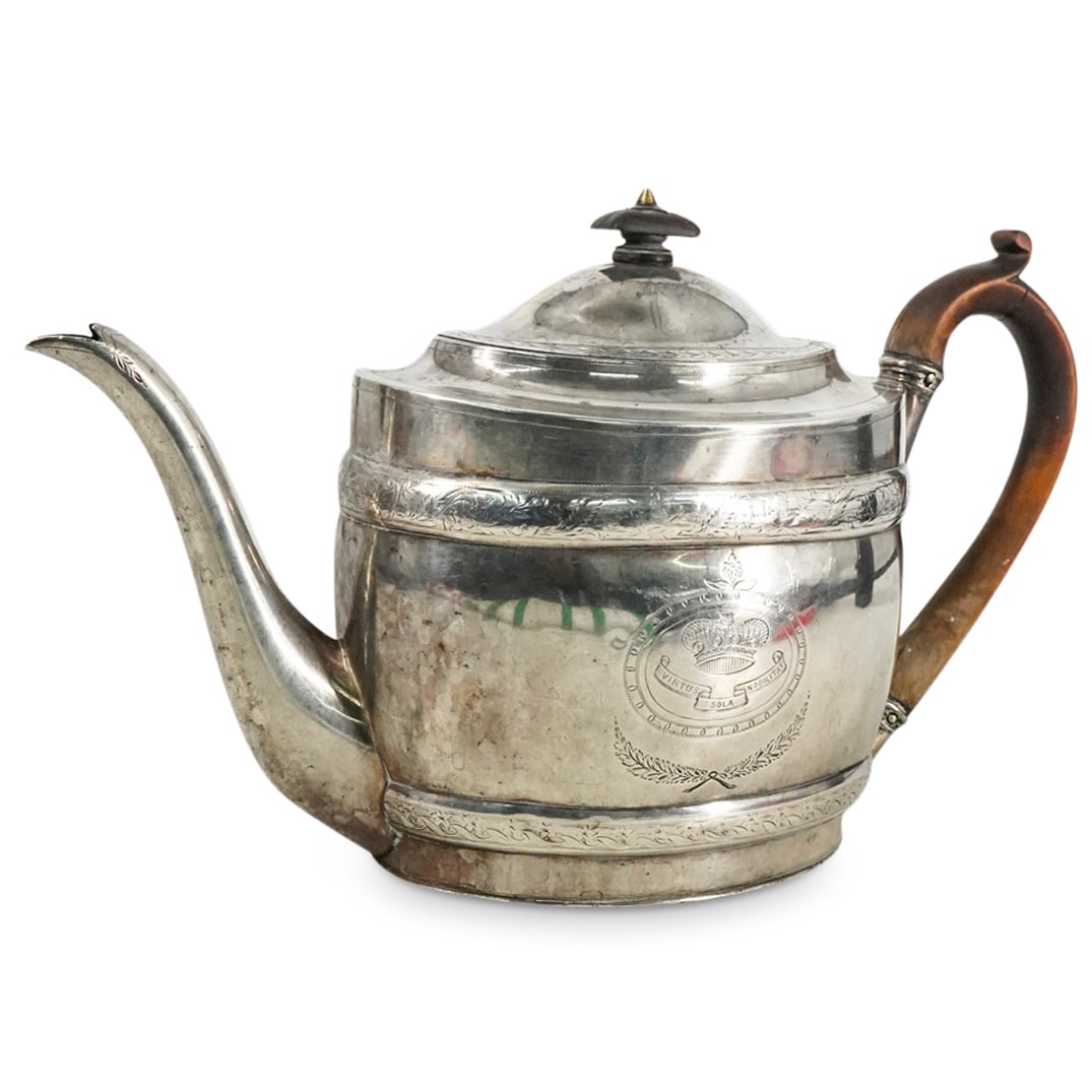 George III Thomas Robins Sterling Armorial Teapot (1 of 8)