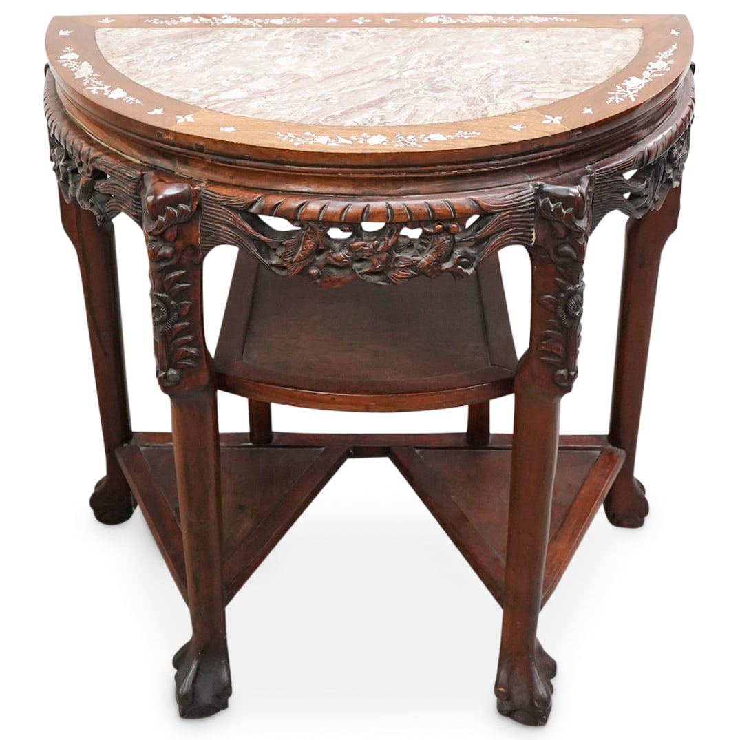 Antique Chinese Demilune Marble Top Table (1 of 11)