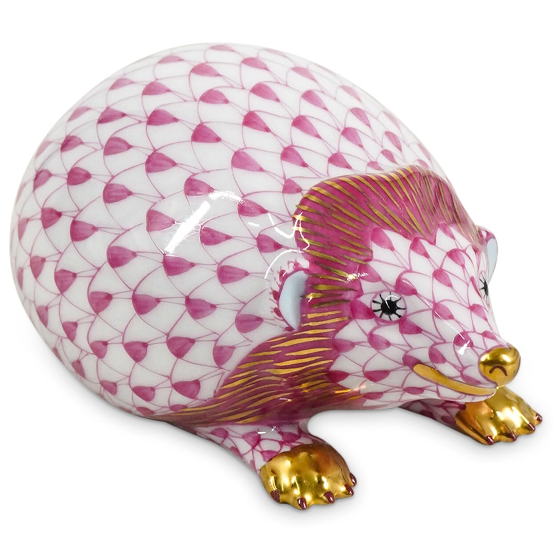 Herend Porcelain "Hedgehog" Raspberry Fishnet Figurine (1 of 4)