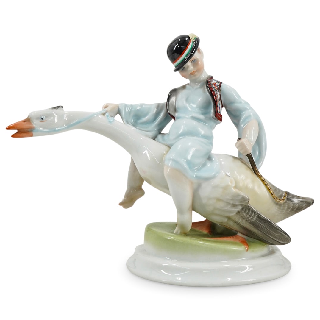 Herend Porcelain "Boy Riding Goose" Figurine (1 of 6)
