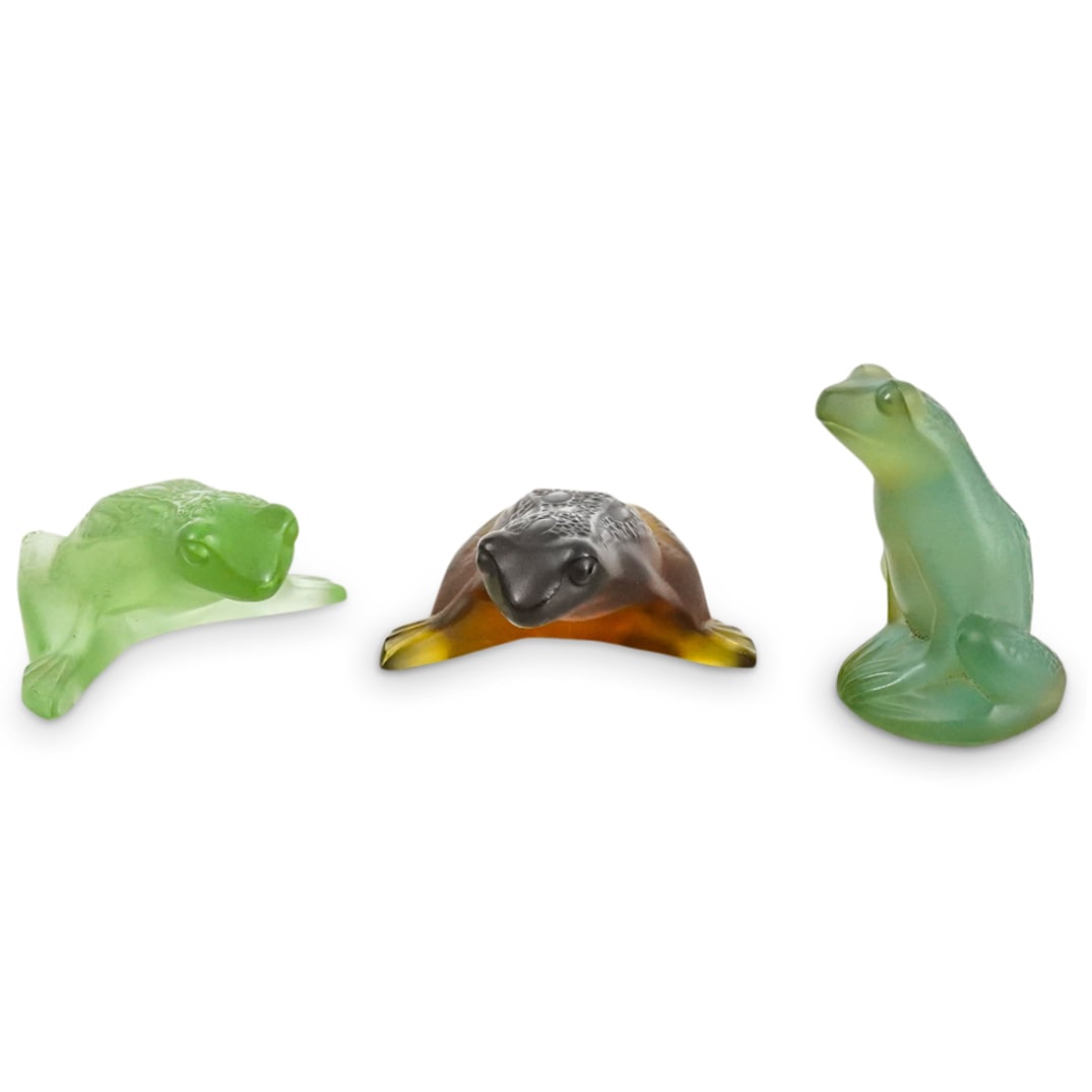 (3 Pc) Lalique Glass Frogs (1 of 9)