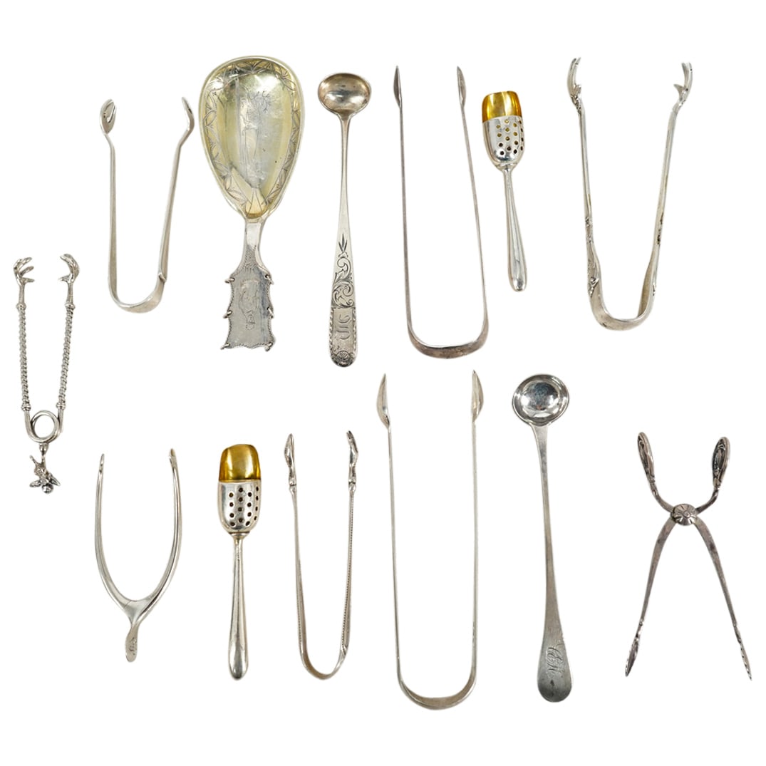 (13 Pc) Antique Miscellaneous Silver Dining Utensils (1 of 9)