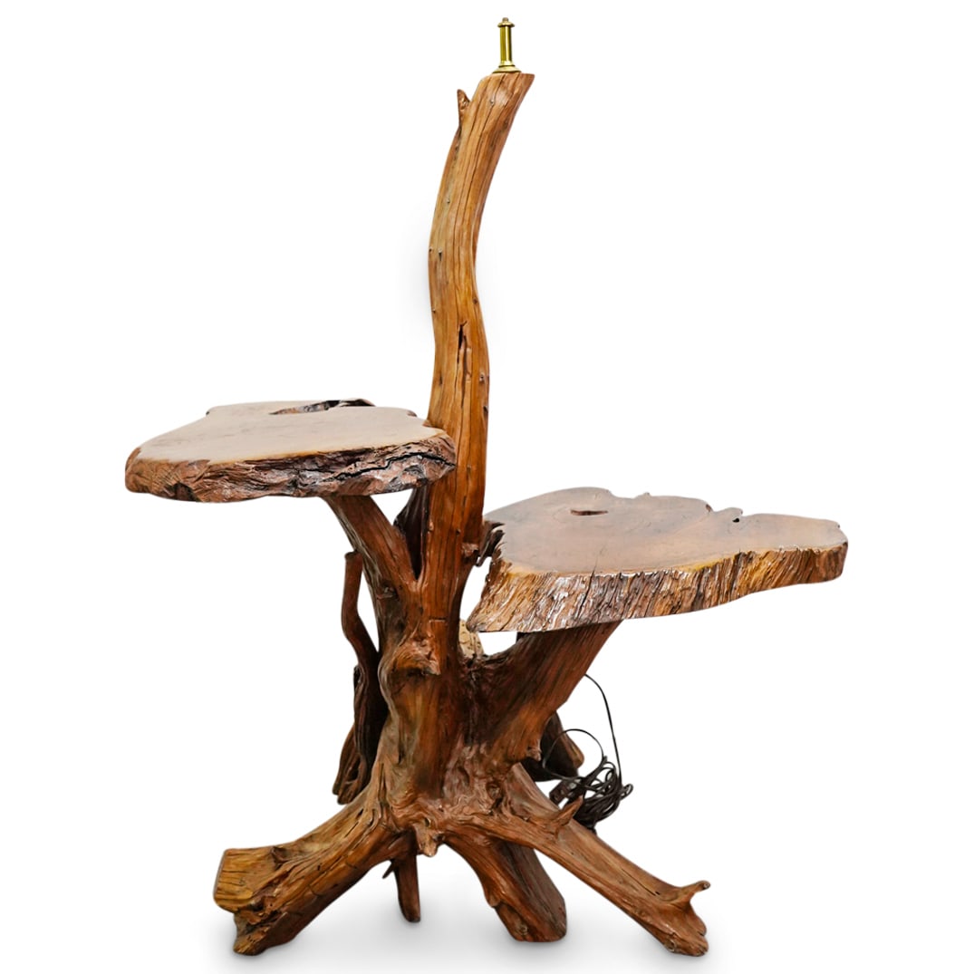 Vintage Carved Root Wood Two Tier Side Table (1 of 7)