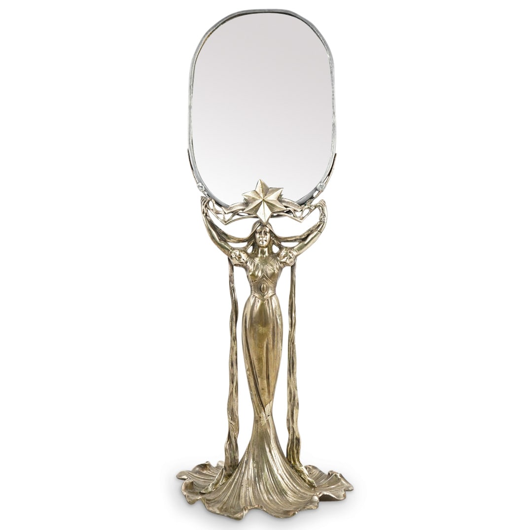 Art Nouveau Mixed Metal Goddess Mirror (1 of 4)