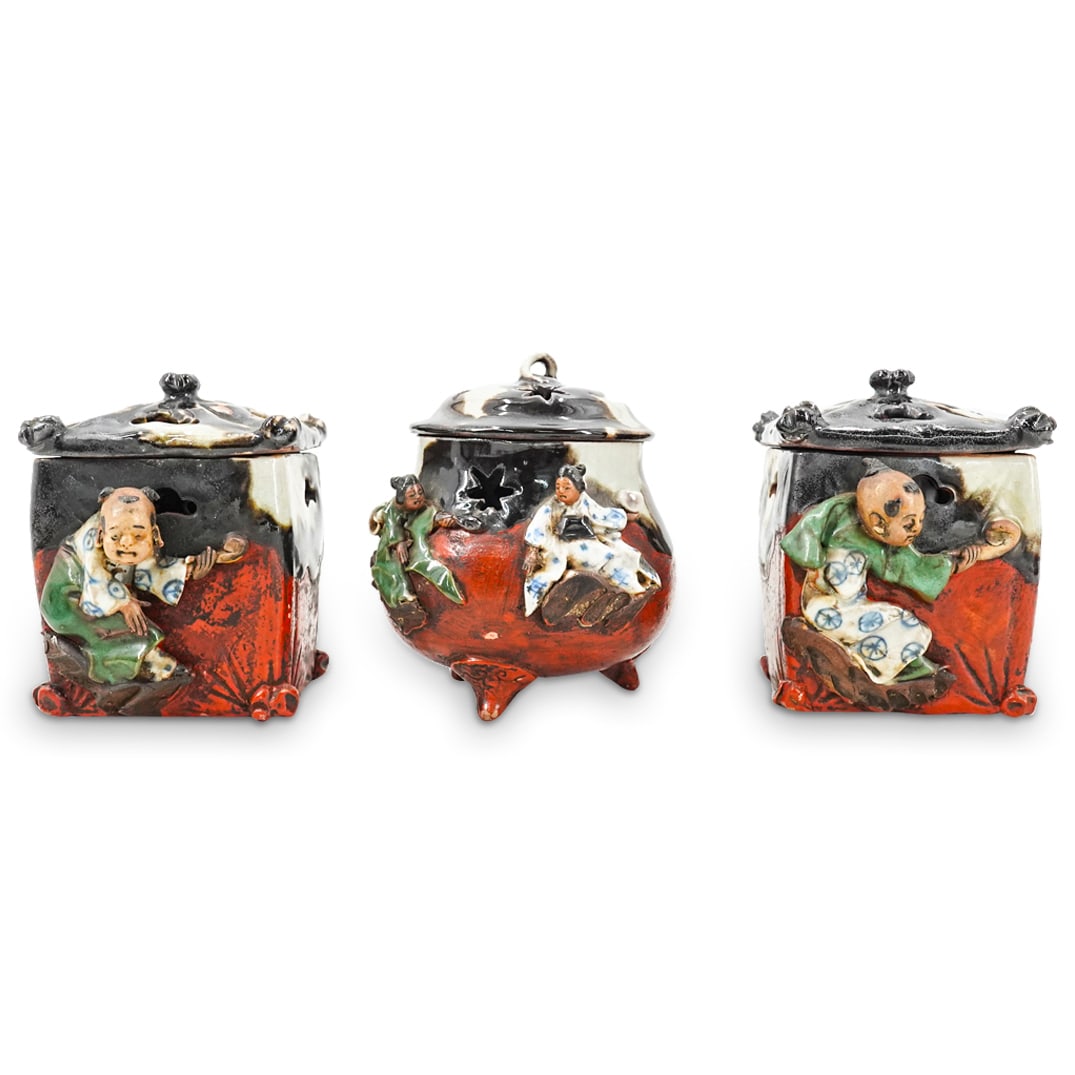 (3 Pc) Japanese Sumida Porcelain Lanterns (1 of 16)