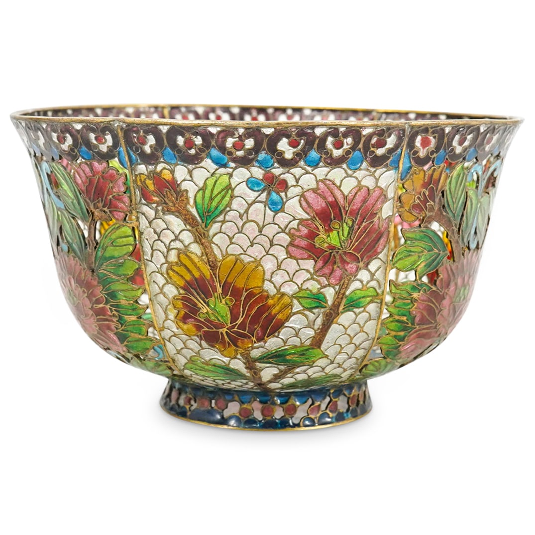 Antique Japanese Plique A Jour Floral Bowl (1 of 4)