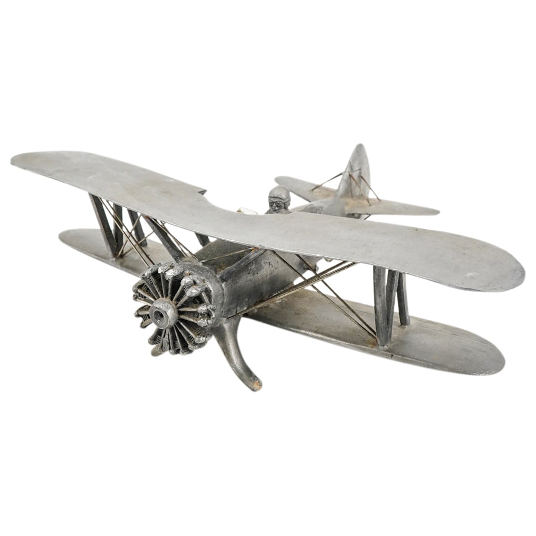 Antique American Mixed Metal Model Biplane (1 of 5)