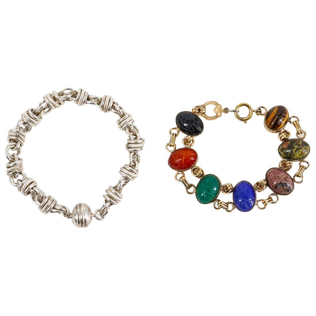 (2 Pc) Sterling Silver & Gold Plated Bracelets (1 of 5)