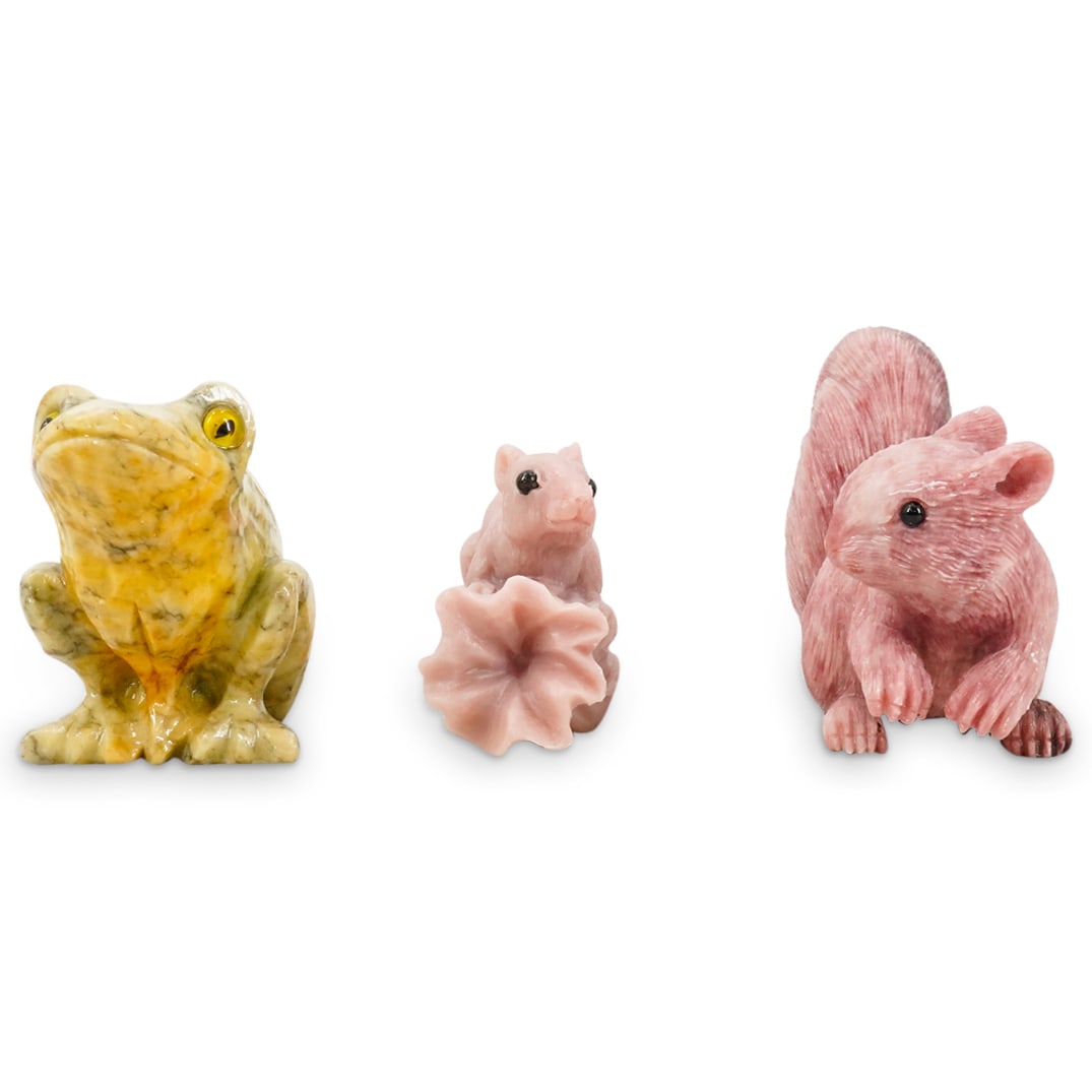 (3 Pc) Carved Stone Critter Figurines (1 of 10)