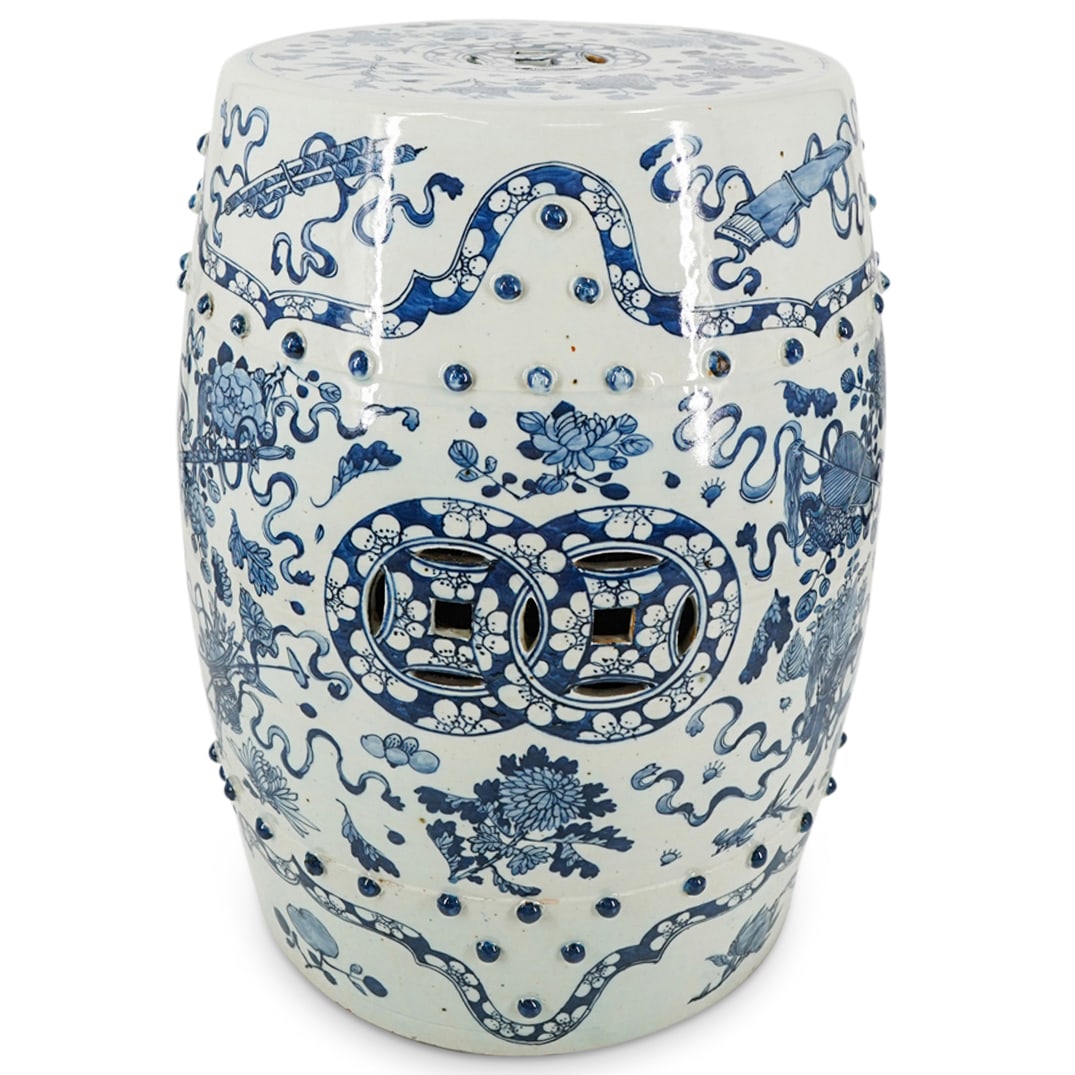 19th Cent. Chinese Blue & White Porcelain Garden Seat (1 of 7)