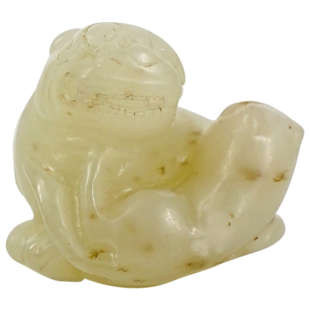 Antique Chinese Carved Jade Guardian Lion Toggle (1 of 6)