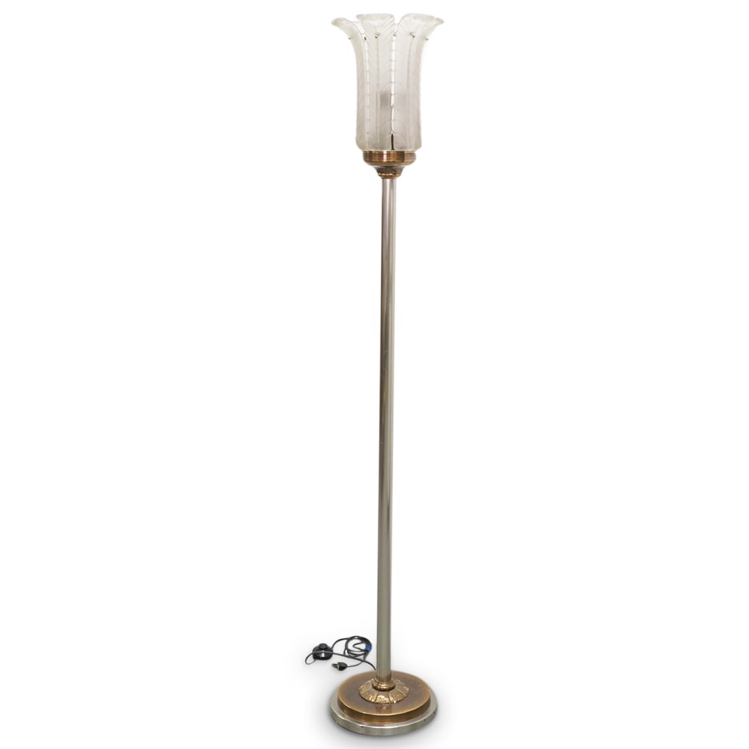 French Art Deco Frosted Glass Floor Lamp (1 of 7)