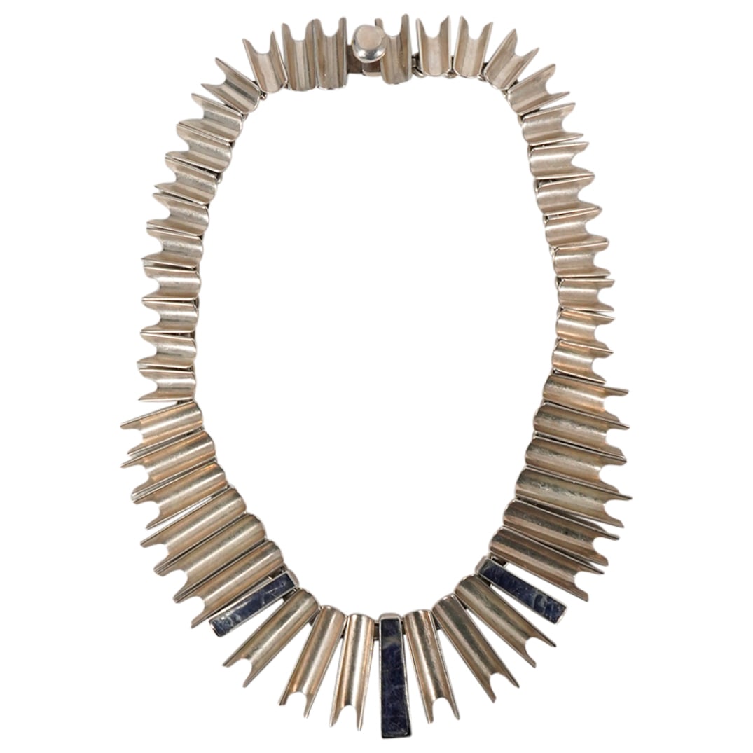 Large Vintage Mexican Sterling Silver & Lapis Lazuli Necklace (1 of 2)