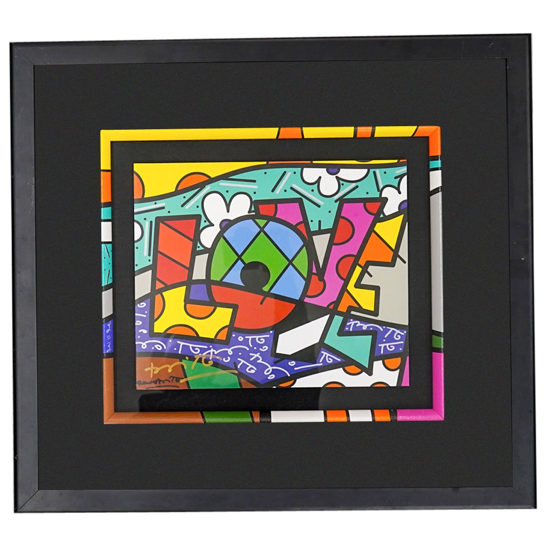 Romero Britto (Brazilian, 1963) "Love" Framed Serigraph (1 of 4)