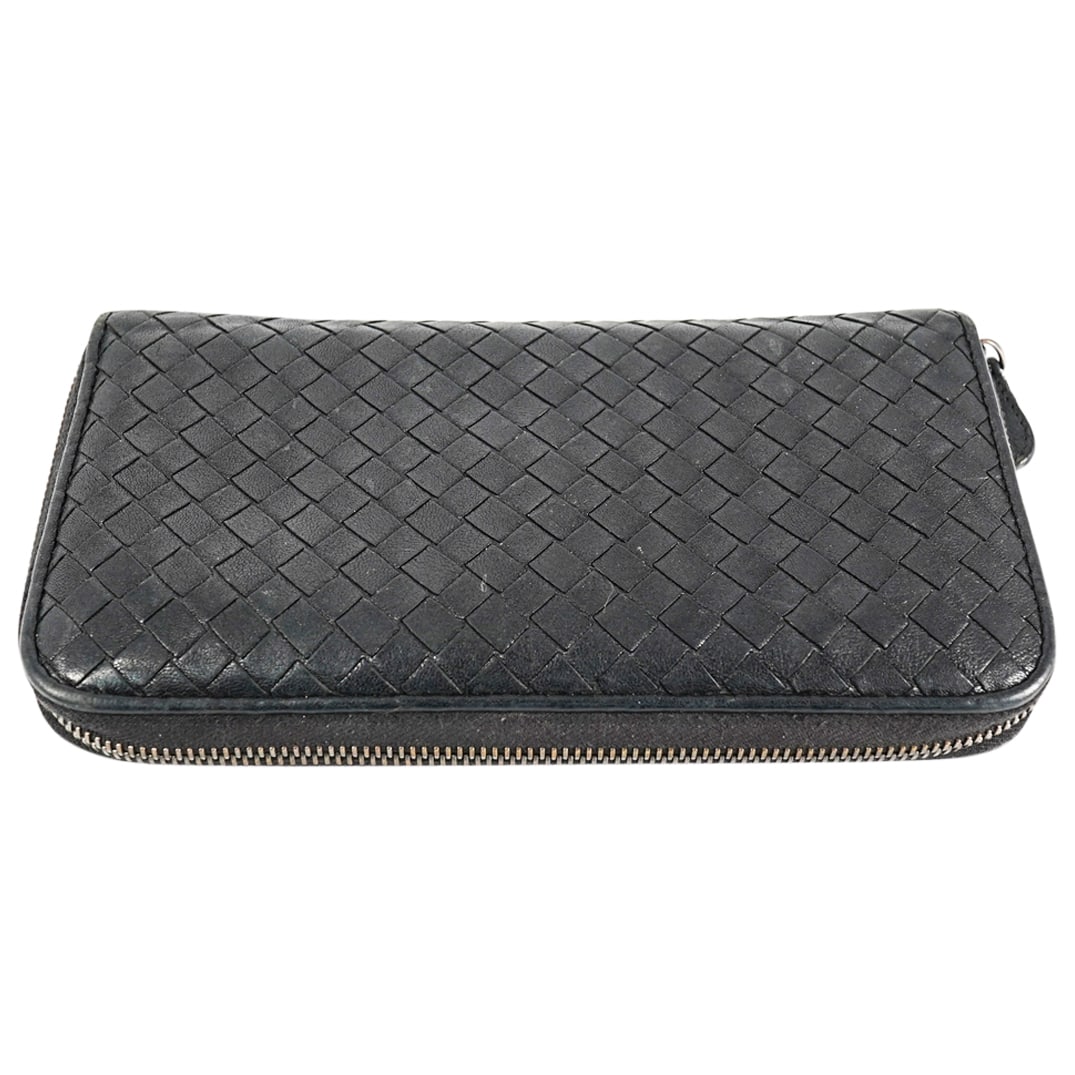 Bottega Veneta Black Napa Intrecciato Bi-Fold Zipper Wallet (1 of 6)