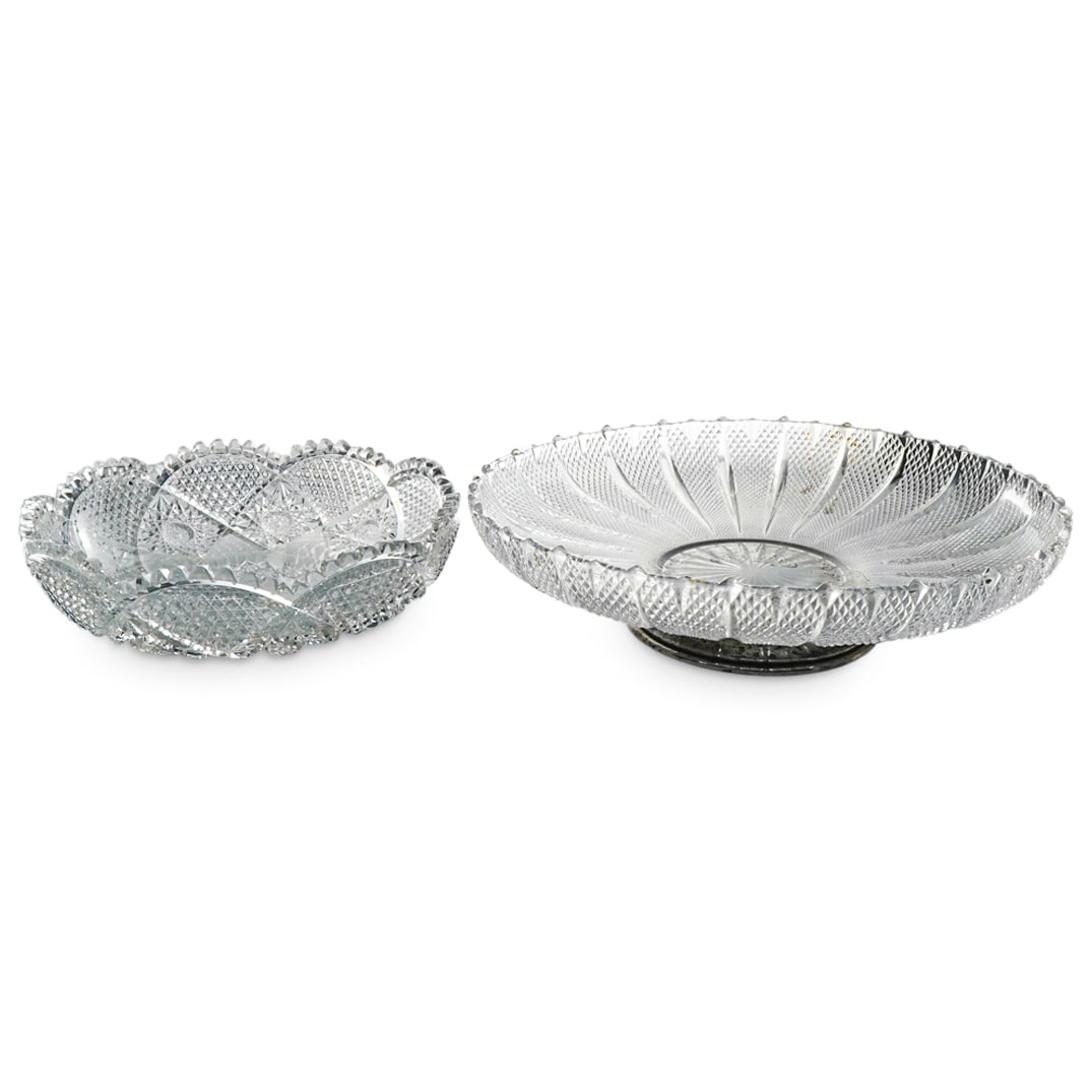 (2 Pc) American Brilliant Cut Crystal Glass Centerpiece Bowls (1 of 8)