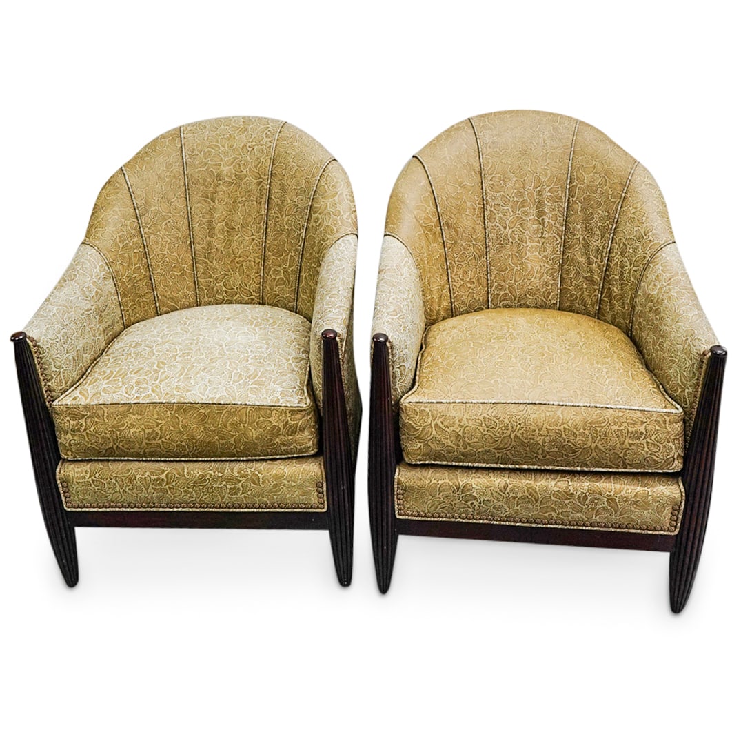 Pair of Art Deco Style Leather Swaim Chairs (1 of 8)