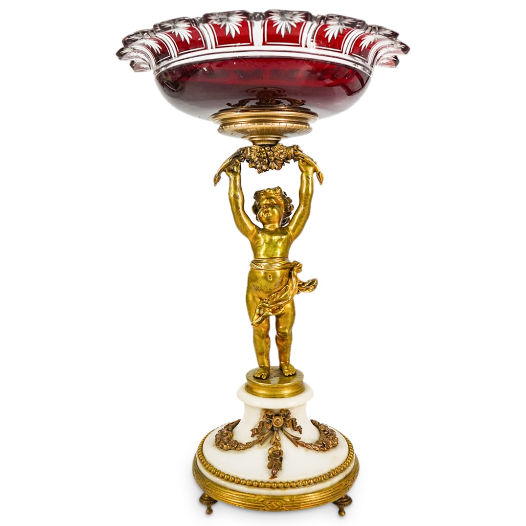 Baccarat Style Ormolu & Cut Glass Putto Centerpiece Tazza (1 of 8)