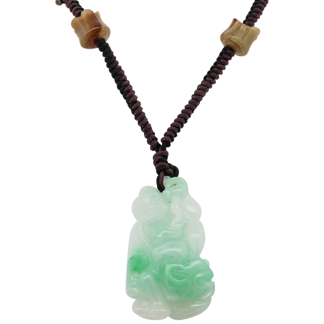 Chinese Carved Jadeite Buddha Pendant Necklace (1 of 5)