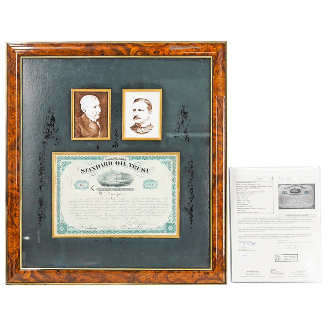 Rare John D. Rockefeller Issues Stock to Brother Henry Flagler Signed Document (JSA) (1 of 11)
