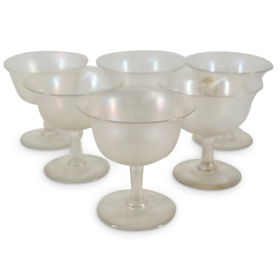 (6 Pc) Steuben Iridescent Verre De Soie Glass Stemware Set (1 of 5)