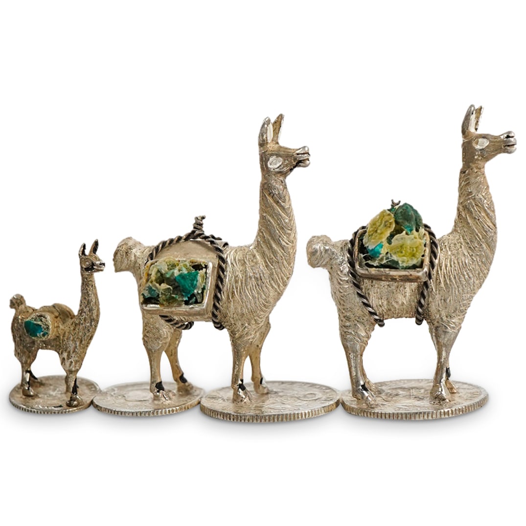 Peruvian Silver Coin Lama Sculpture Figurine (1 of 2)