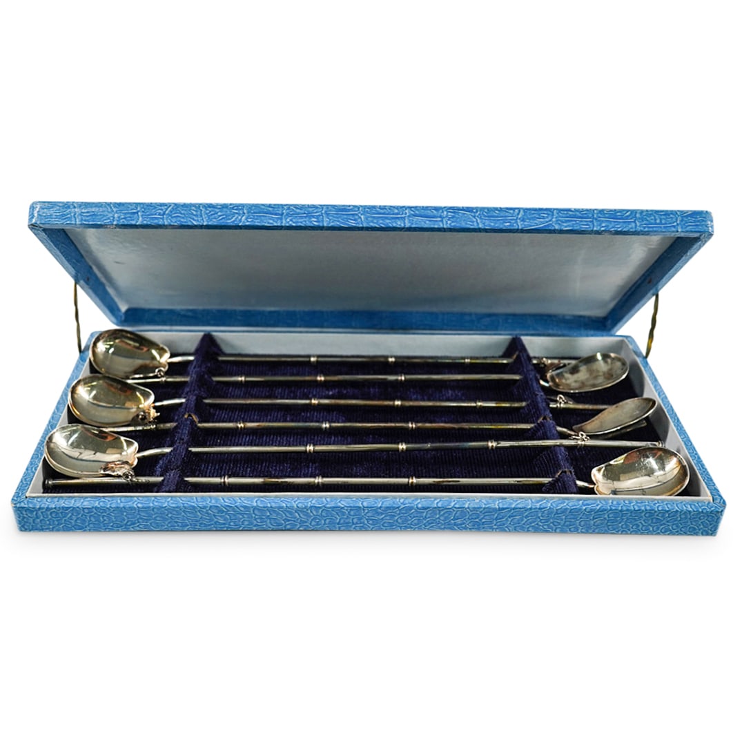 (6 Pc) Japanese Sterling Silver Tea Sipper Spoons W/ Charms (1 of 6)