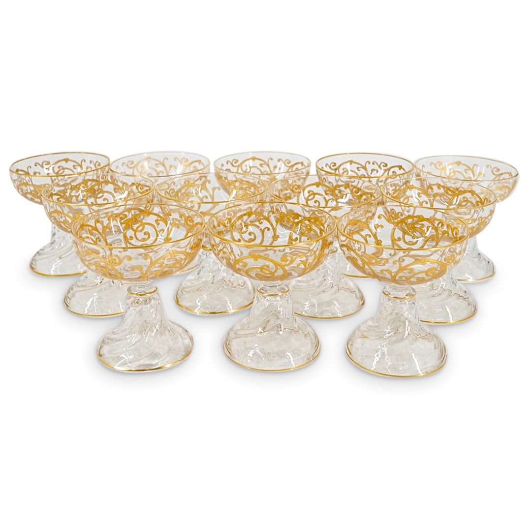 (12 Pc) Antique 1900's Moser Austrian Hand Blown Crystal Stemware Glasses (1 of 5)