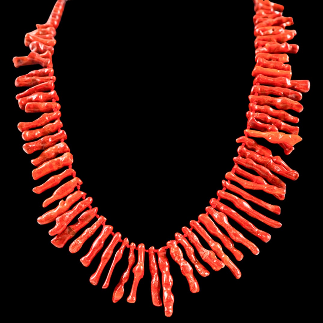 Vintage Natural Red Coral Necklace W/ Sterling Silver (1 of 3)