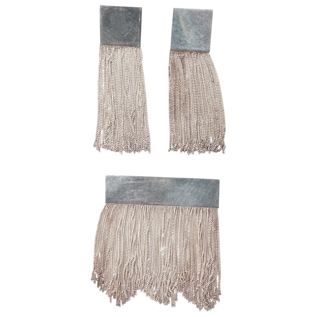 (3Pc) Italian Sterling Silver Art Deco Style Earrings & Brooch (1 of 7)