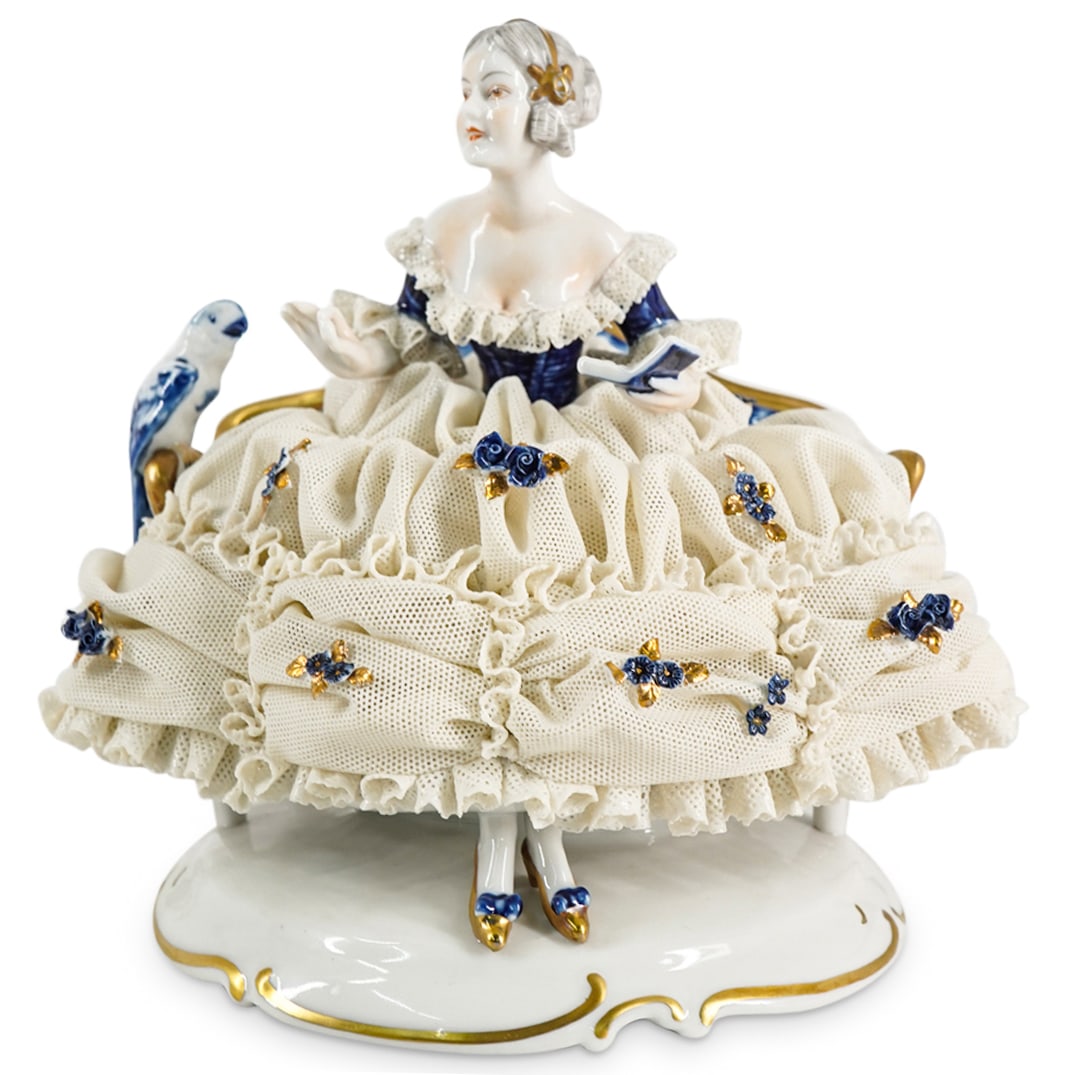 Antique German Unterweissbach Lace Large Porcelain Figurine (1 of 7)