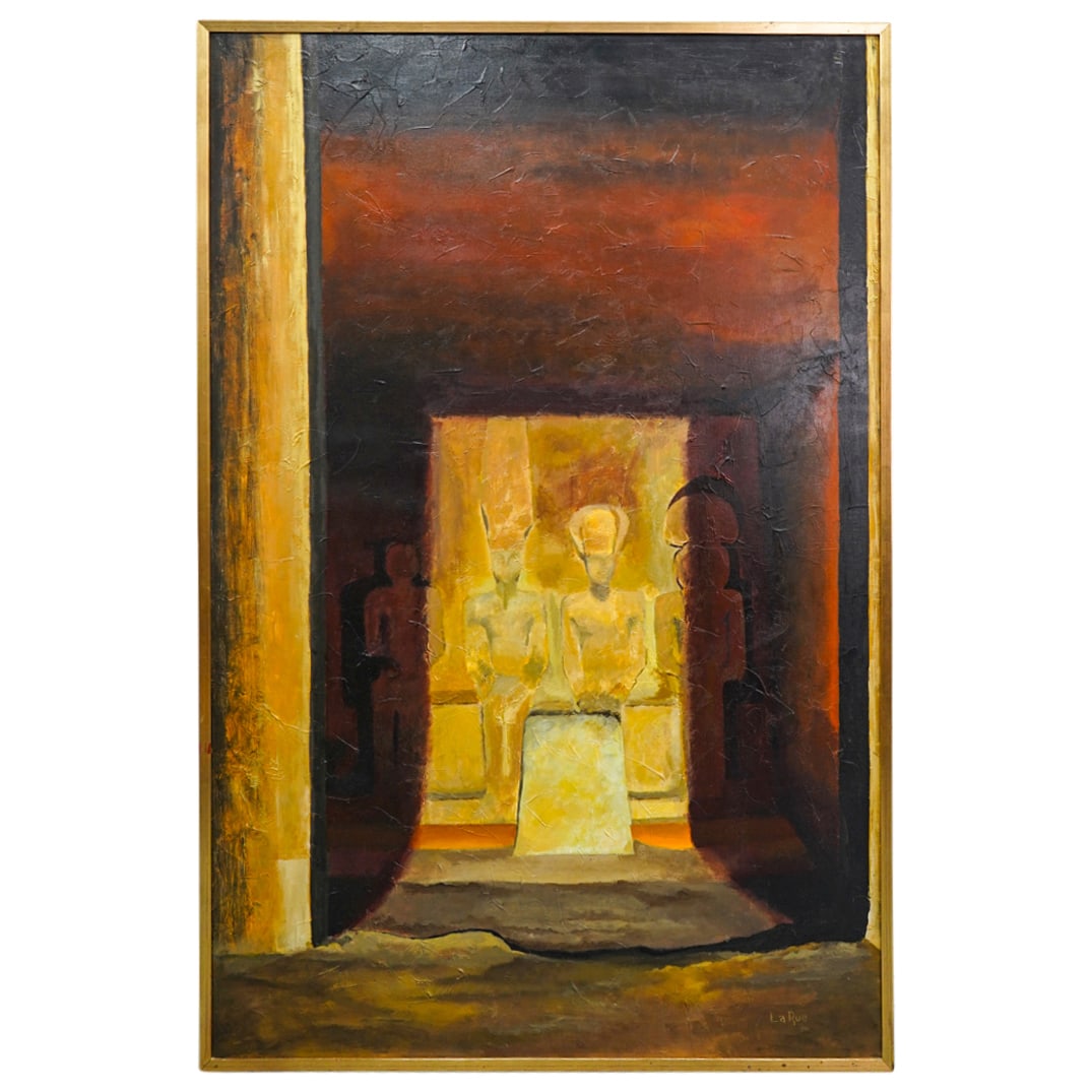 Egyptian Scene Signed La Rue Oil On Canvas Painting (1 of 6)