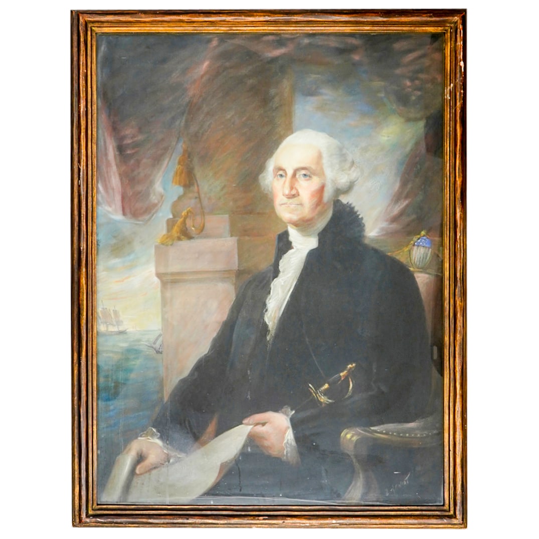 Fine After Gilbert Stuart Oil Pastel On Canvas (1 of 5)