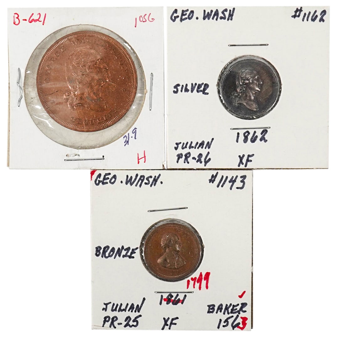 (3 Pc) Antique George Washington Medals (1 of 3)