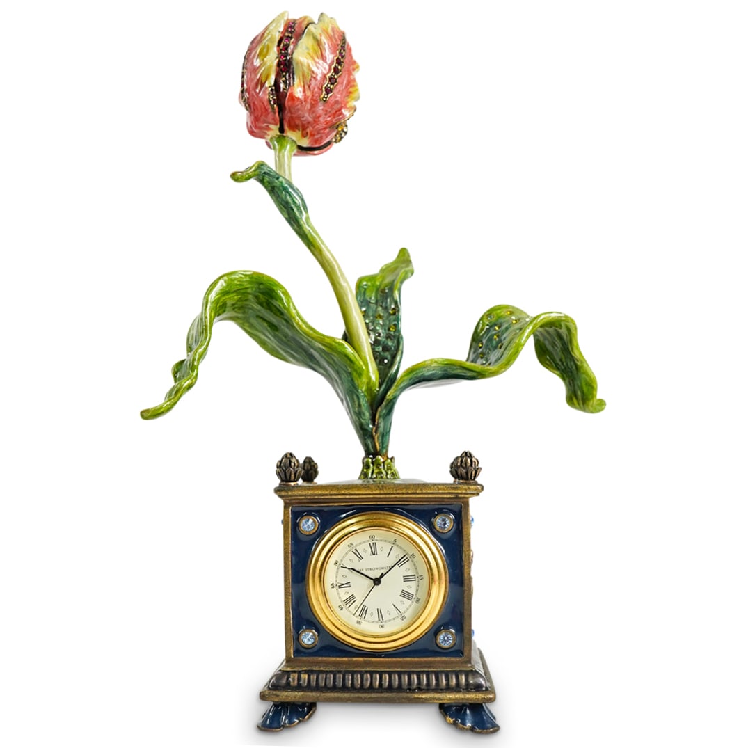 Jay Strongwater Enamel Floral Desk Clock (1 of 7)