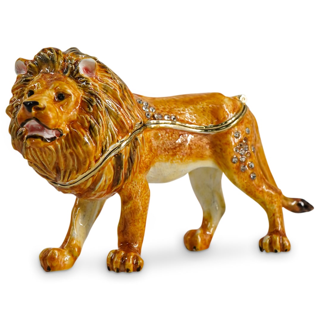 Jay Strongwater Style "Lion" Jeweled Trinket Box (1 of 4)