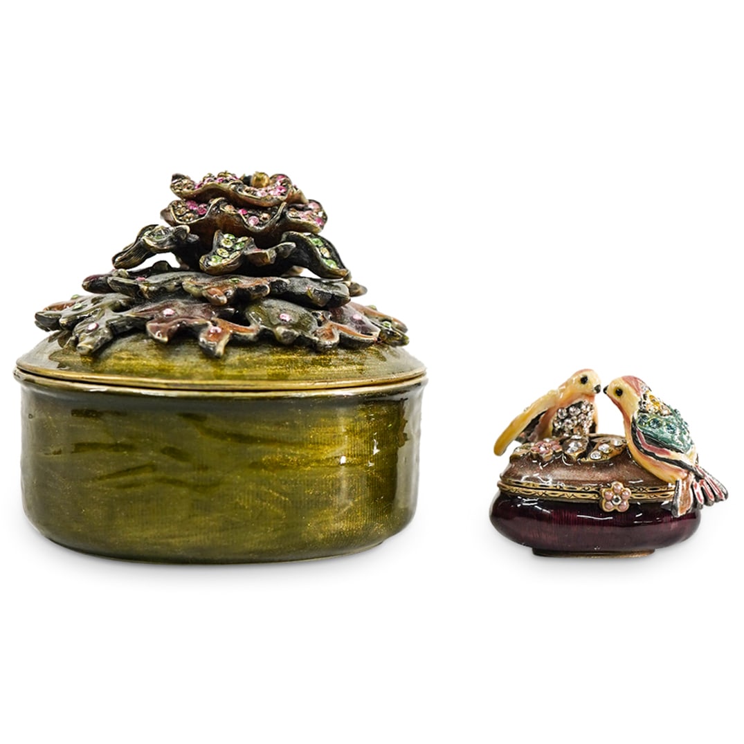 (2 Pc) Jay Strongwater Enamel Lidded Boxes (1 of 8)