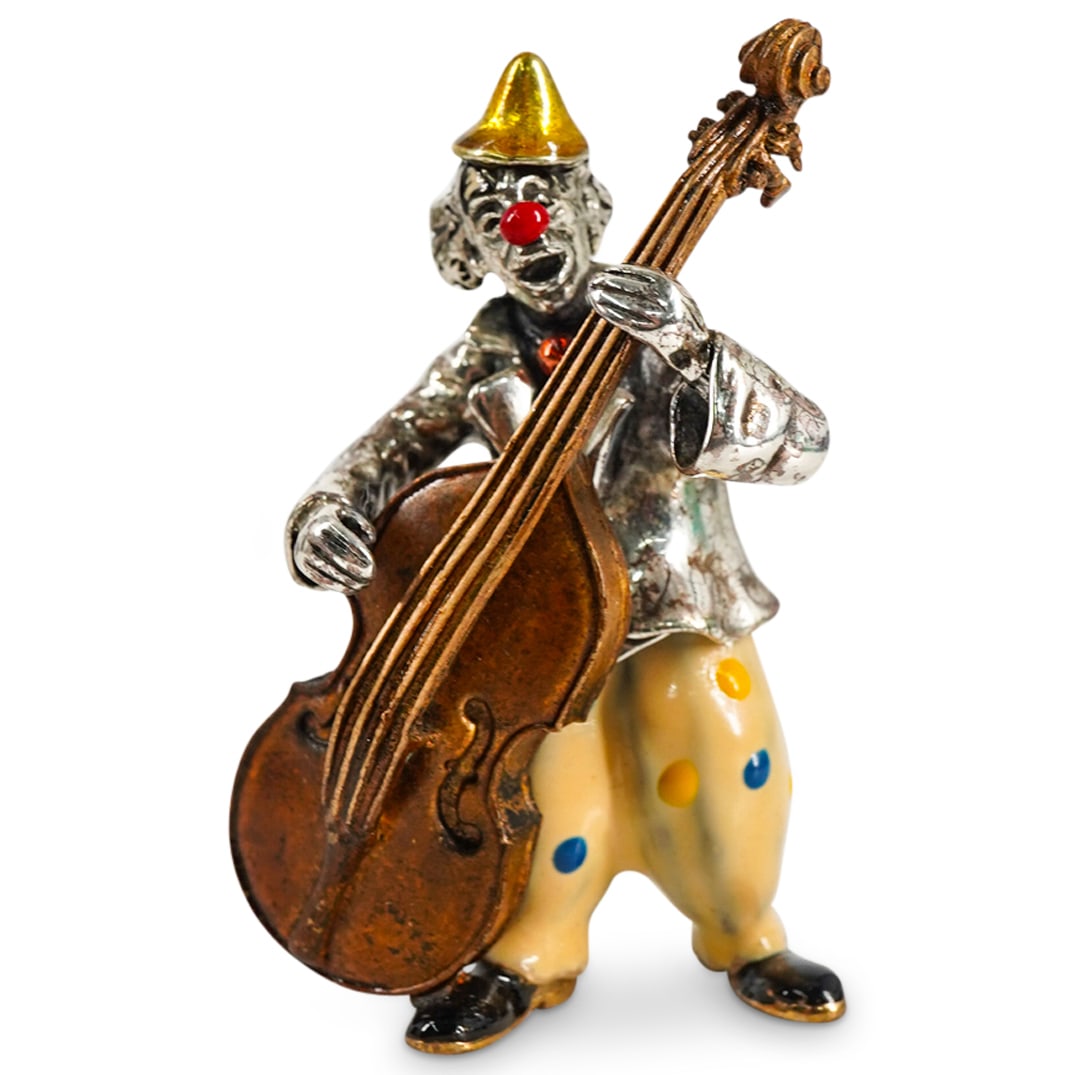 Italian 800 Silver & Enamel Clown Bass Player (1 of 3)